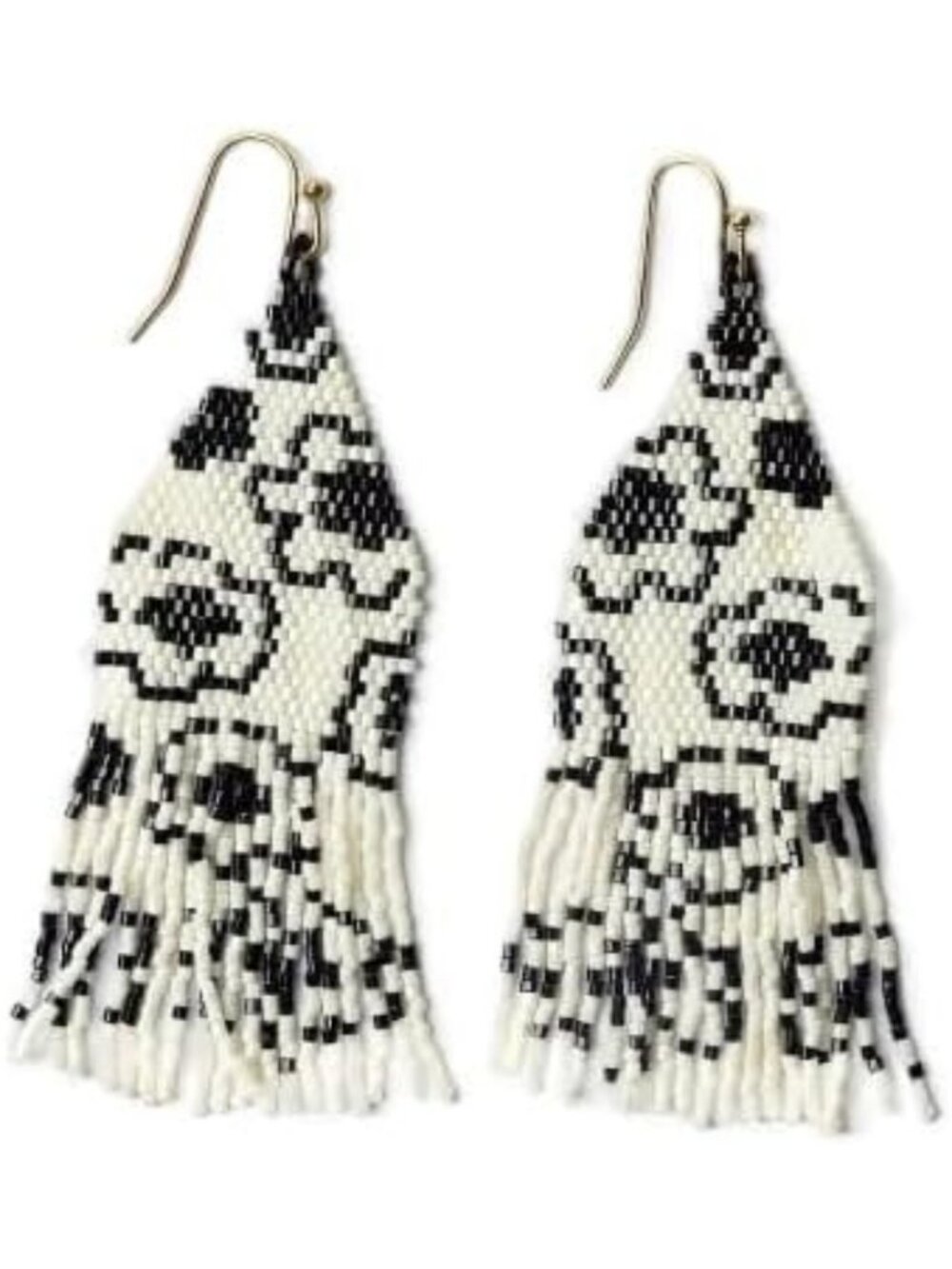 Handcrafted Floral Beaded Fringe Earrings - Lightweight Boho Chic Statement